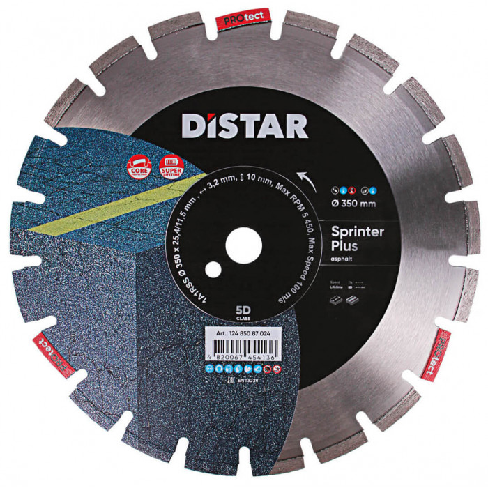 Алмазний диск по асфальту Distar Sprinter Plus 1A1RSS 350х3.2х10х25.4-F4